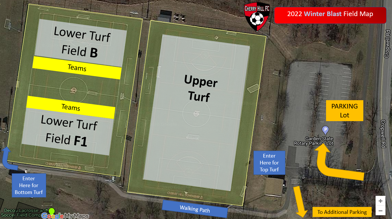 WinterBlast 5v5 Field Map 2022 Cherry Hill FC Soccer